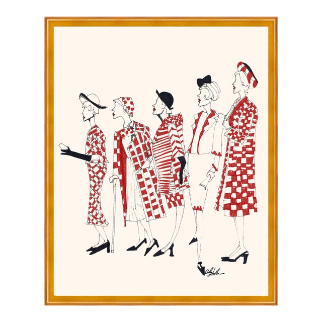 Contemporary Coat Checkered by Carly Kuhn in Gold Frame, Large Art Print For Sale - Image 3 of 3