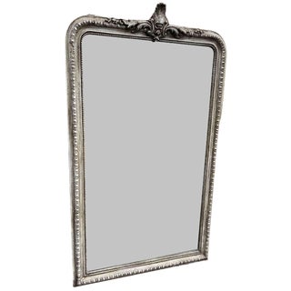 Large Antique French Arched Top Painted Mirror For Sale