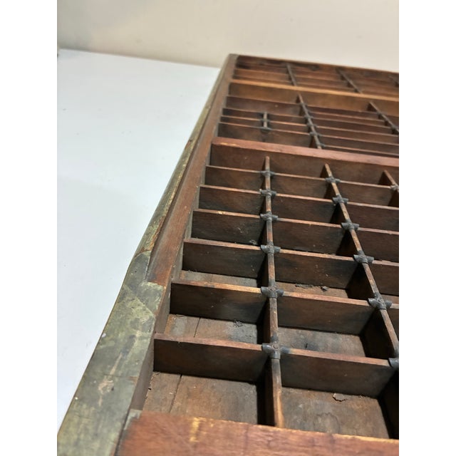 Large Antique Wooden Printer’s Type Case – Letterpress Drawer Wall Display Shelf c.1900 For Sale - Image 4 of 12
