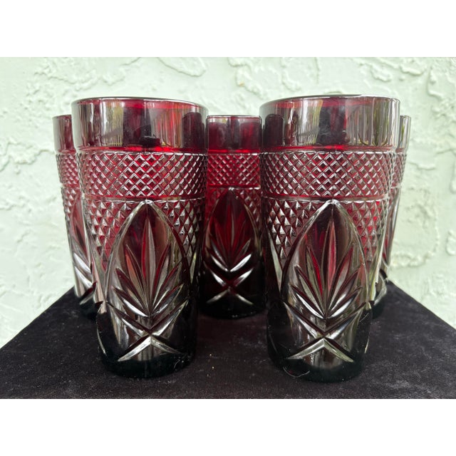 Hollywood Regency 1980s Crystal D’Arques Ruby Red Cut Crystal Tumblers – Set of 8 For Sale - Image 3 of 7