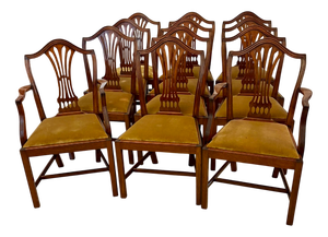 Antique Hepplewhite Mahogany Dining Chairs, 1920s, Set of 12