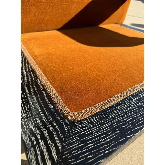 Pair of Custom Carnelian Mohair Cigar Lounge Chairs For Sale - Image 4 of 4