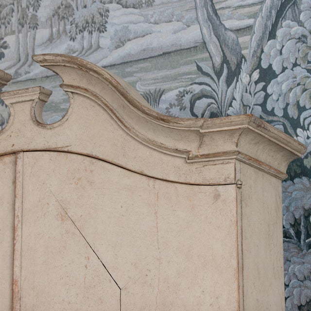 18th Century 18th C. Swedish Gustavian Period Gray Painted Secretary With Library For Sale - Image 5 of 18