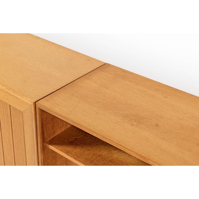 Danish Modern Oak Modular Wall Unit, Mid Century Bookcase Display Cabinet For Sale - Image 15 of 18