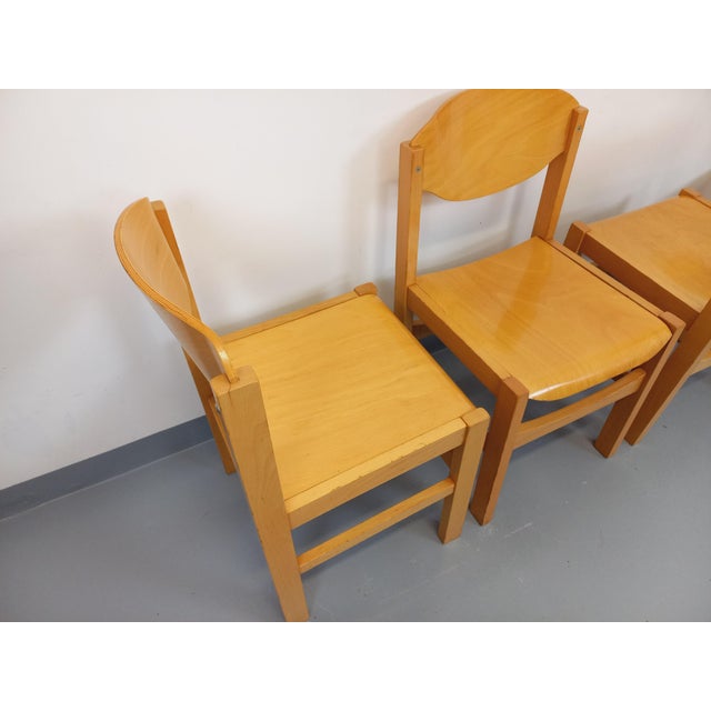 Minimalist Beechwood Chairs, 1980s, Set of 4 For Sale - Image 3 of 18