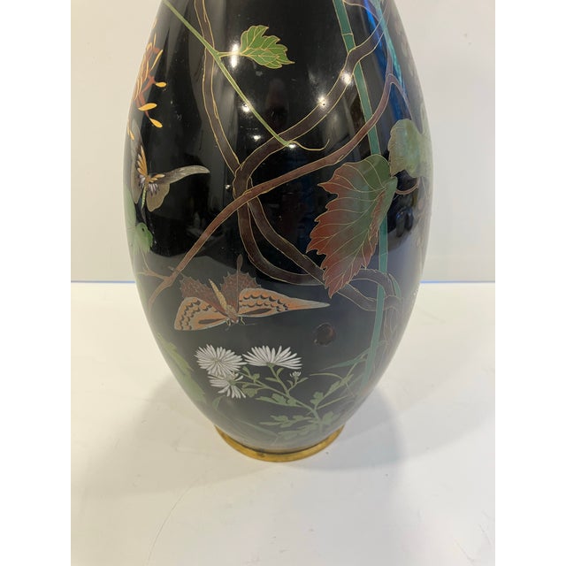 Antique Japanese Cloisonné Vase 18 Inches For Sale - Image 4 of 9