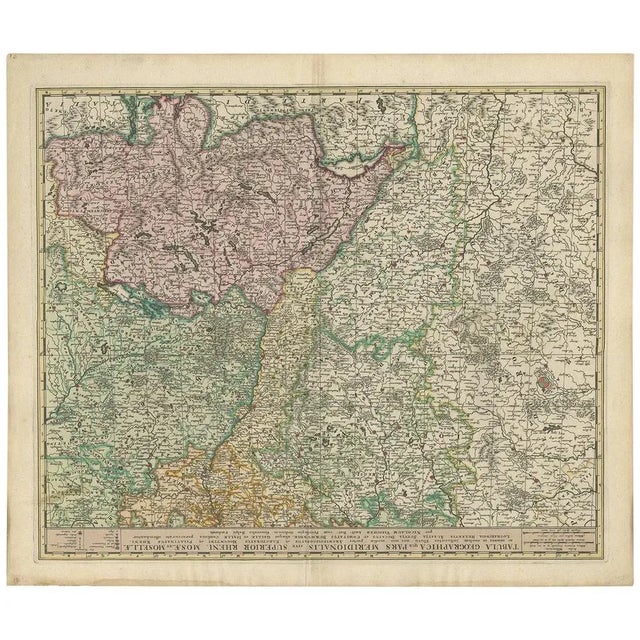 Antique map titled 'Tabula Geogaphica qua Pars Diodorionalis ou Superiore Rhine, Meuse, et Moselle (\.)'. Published by N....