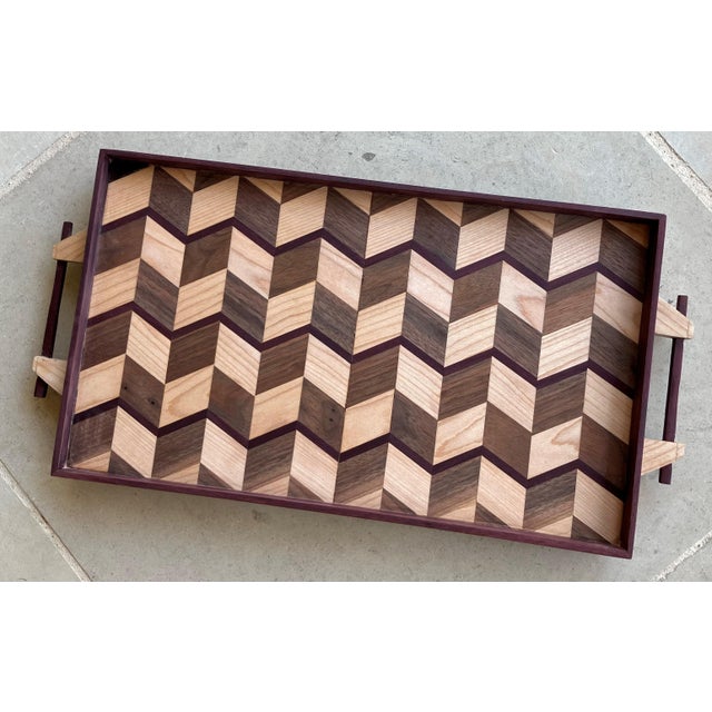 Late 20th-Century Handcrafted Exotic Wood Rectangular Handled Tray in the Manner of Don Shoemaker For Sale - Image 18 of 18
