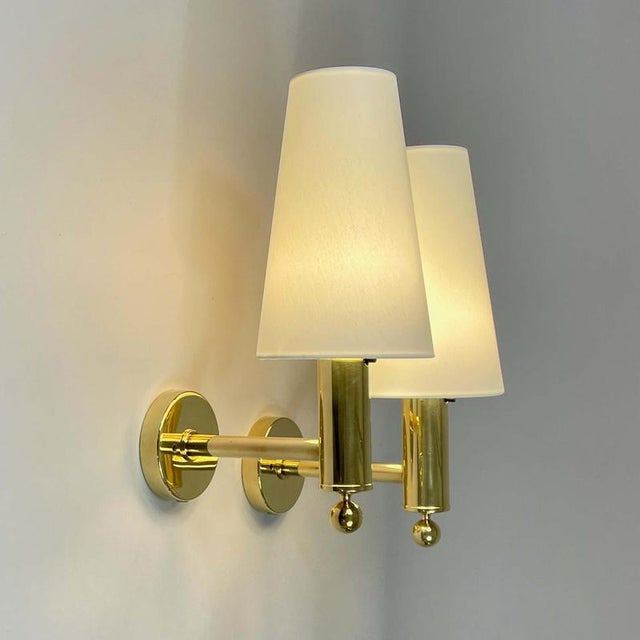 Mid-Century Brass V18 Wall Lights attributed to Eje Ahlgren for Bergboms, Sweden, 1960s, Set of 2 For Sale - Image 6 of 18