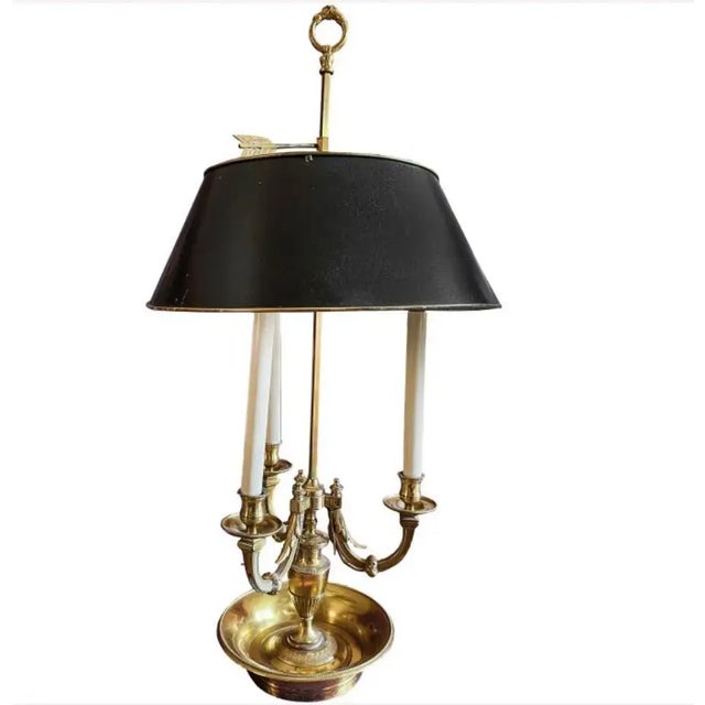 Neoclassical Pair of Neoclassical Style Brass Bouillotte Lamps For Sale - Image 3 of 7