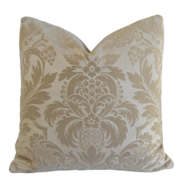 2020s Beautiful Designer Italian Botanical Floral Velvet Feather/Down Pillow For Sale - Image 5 of 8