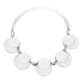 Judith Hendler Transparent and White Acrylic Neck-Ring Necklace For Sale