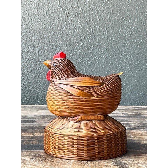 Vintage Shanghai Weave Rooster Music Box For Sale - Image 11 of 15