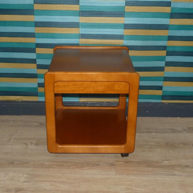 Modern Vintage Side Table on Wheels with Drawer, 1990s For Sale - Image 3 of 12