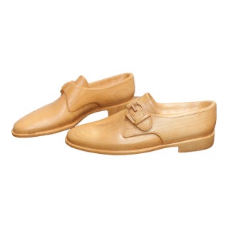Trompe l'Oeil Carved Wood Shoes Sculpture- Alfonso Bini For Sale