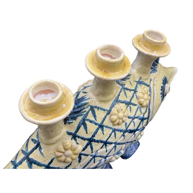 1980s 1980s Handcrafted Ceramic Fish Candleholder – Signed For Sale - Image 5 of 6