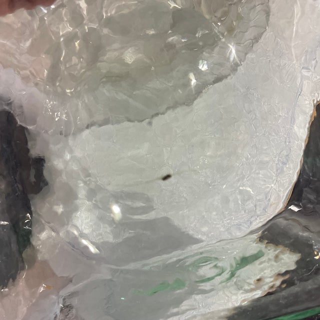 Glass Handblown Blenko Water Pitcher Green Tinged Glass Spout Indent Side For Sale - Image 7 of 8