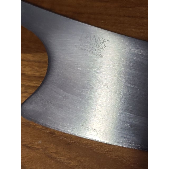 Mid-Century Modern Vintage Dansk Teak Wood Round Cheese Board & Knife Set, Made in Denmark For Sale - Image 3 of 7