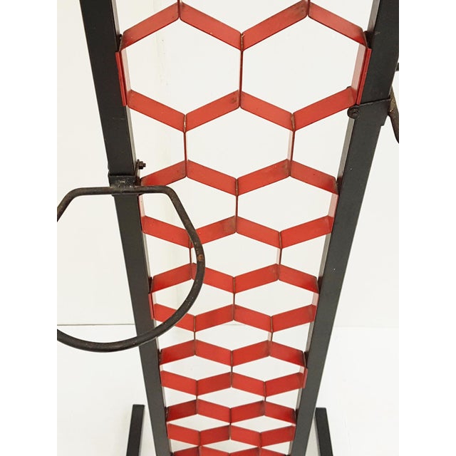1960s Vintage Black and Red Metal Plant Stand, 1960s For Sale - Image 5 of 7