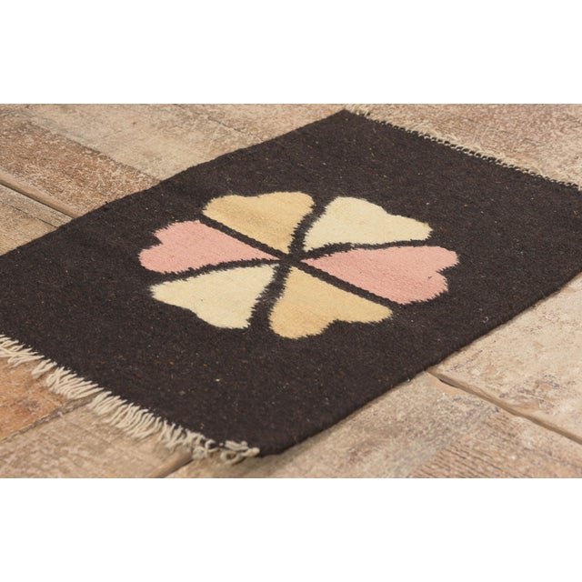 Coffee Vintage Mexican Zapotec Rug, 01'02 X 01'06 For Sale - Image 8 of 10