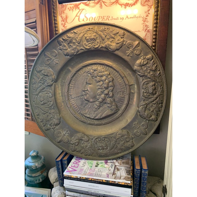 Brass Repousse Louis XIV Platter For Sale - Image 10 of 10