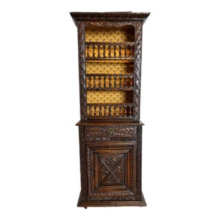 Victorian Style Carved Bookcase - Cupboard For Sale