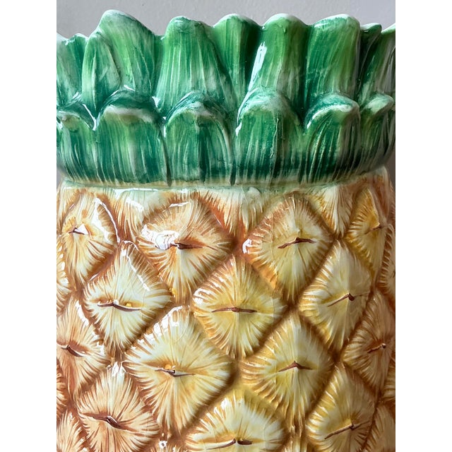 Vintage Italian Hand Painted Pineapple Umbrella Stand For Sale - Image 4 of 7