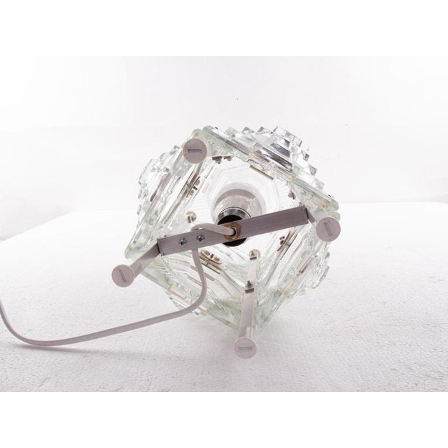 Metal Bohemian Glass Cube Table Lamp by Kamenický Šenov, 1980s For Sale - Image 7 of 9