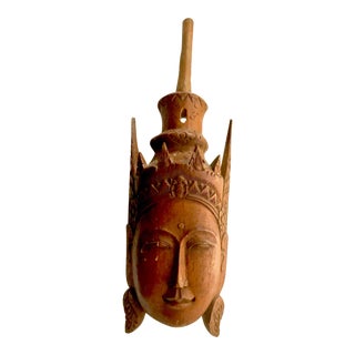 Antique Thai Balinese Carved Buddha Wall Art For Sale