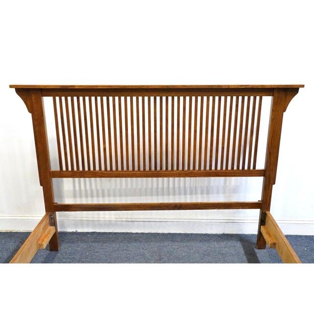 Michael Howard Oak Contemporary Mission Style Queen Size Bed For Sale - Image 4 of 11