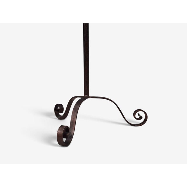 1950s Swedish Modern Forged Iron, Fabric, Brass Floor Lamp For Sale - Image 10 of 11