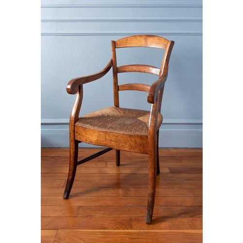 French Scroll Armchair with Rush Seat, 19th Century For Sale - Image 11 of 11