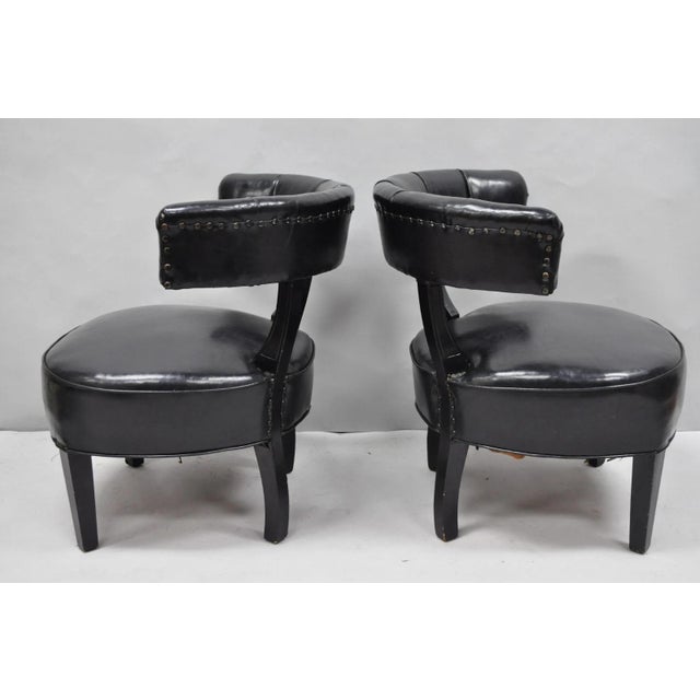 Vintage Mid Century Modern Low Black Barrel Back Lounge Club Chairs - A Pair For Sale - Image 13 of 18