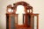 Art Nouveau Antique Edwardian Mahogany Carved and Inlaid Double Display Etagere Cabinet For Sale - Image 3 of 12