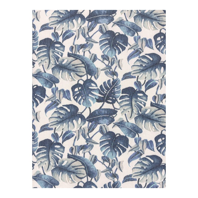 The House of Scalamandré Rainforest Warp Print Fabric, Blue Mirage For Sale
