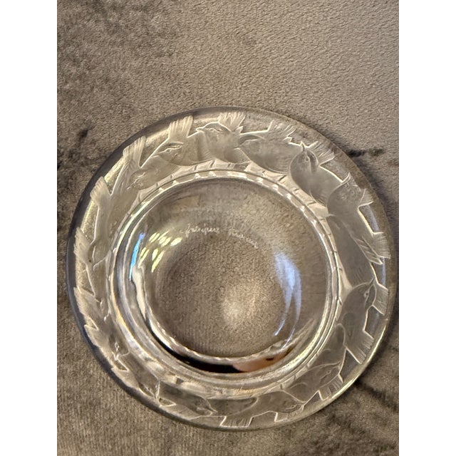 Art Deco 1960s Lalique Crystal Irene Small Dish With Bird Pattern For Sale - Image 3 of 7
