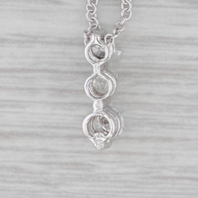 Modern 0.47ctw 3-Stone Diamond Journey Pendant Necklace 14k White Gold 18” Cable Chain For Sale - Image 3 of 6