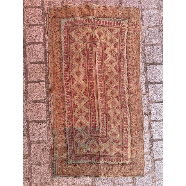 Beautiful late 19th century fragment embroidered Kirman Termeh with nice floral design and beautiful natural colours,...