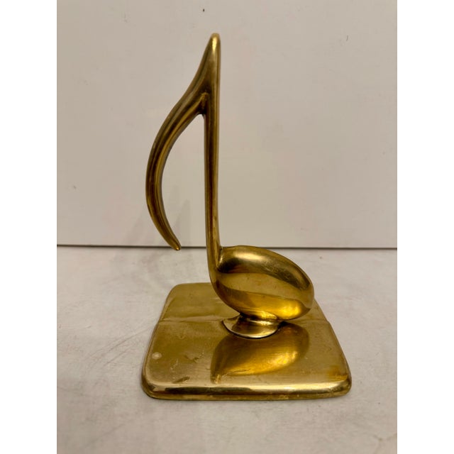Metal Pair Solid Brass Musical Notes Bookends For Sale - Image 7 of 8