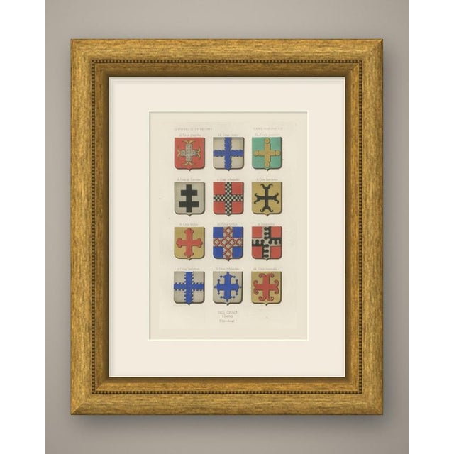 This is an original antique chromolithograph, printed in color with gold and silver, lettered "des croix, (suite)" twelve...