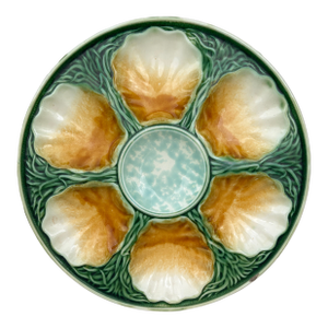 French Majolica Oyster Plate Salins, Circa 1890