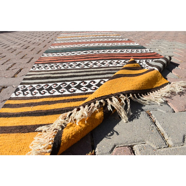 1970s Scandinavian Hand Knotted Colorful Runner For Sale - Image 9 of 10
