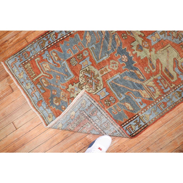 Antique Zabihi Collection Persian Heriz Runner - 3' x 10'7" For Sale - Image 12 of 12