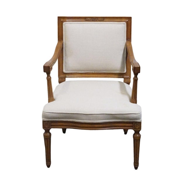 Neoclassical High End Vintage Solid Cherry Italian Neoclassical Tuscan Style 24" Accent Arm Chair For Sale - Image 3 of 9