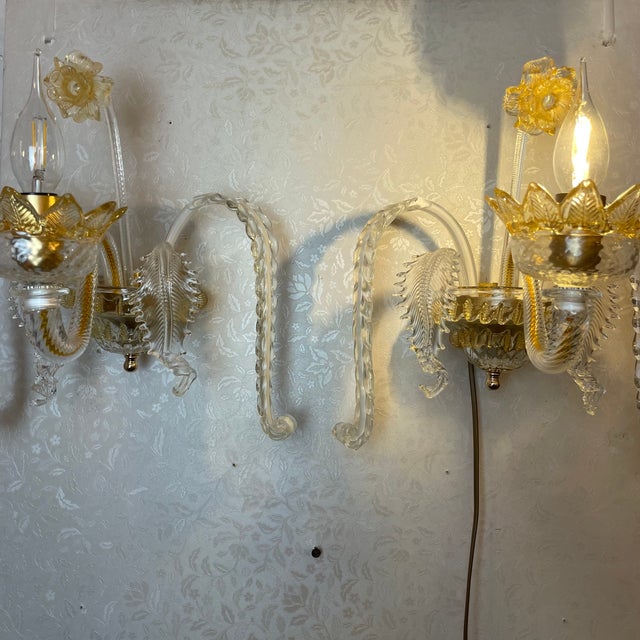 Murano Sconces in the style of Barovier & Toso, 1980s, Set of 2 For Sale - Image 10 of 15