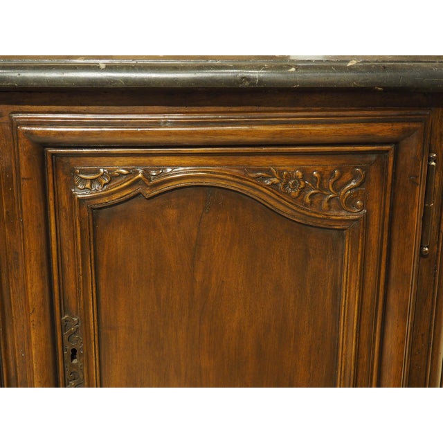 French Louis XV Lyonnais Walnut Buffet With Original St. Cyr Stone Top, C. 1760 For Sale - Image 13 of 18