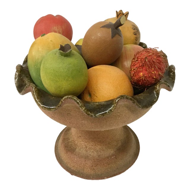 1970s Vintage Tropical Fruit & Italian Clay Topiary - 10 Pieces For Sale