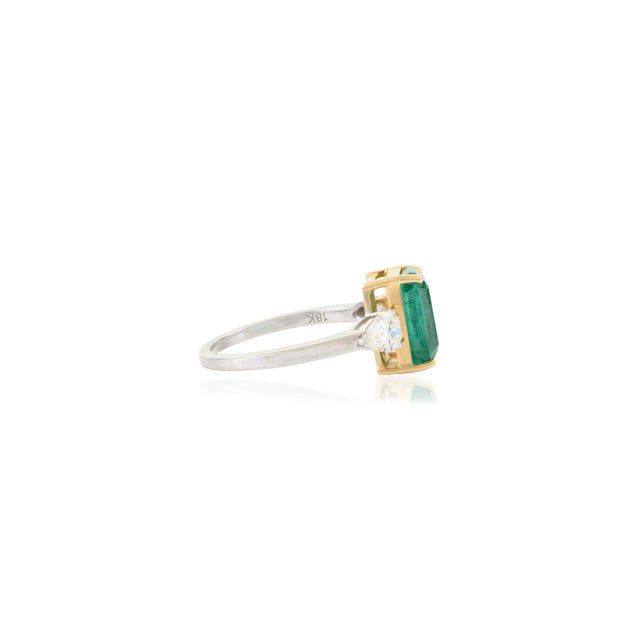 Not Yet Made - Made To Order 18k Gold Natural Emerald Cocktail Diamond Ring Gifts for Mom Size 6.5 For Sale - Image 5 of 12