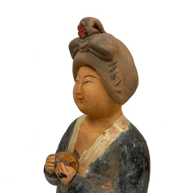 Green Vintage Chinese Tang Tri-Colored Glazed Tomb Ceramic Statue For Sale - Image 8 of 10