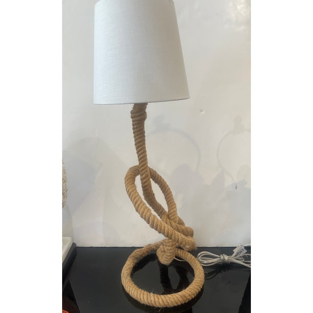 Mid-Century Modern 1960s, Audoux & Minet Rope Table Lamp , France For Sale - Image 3 of 10